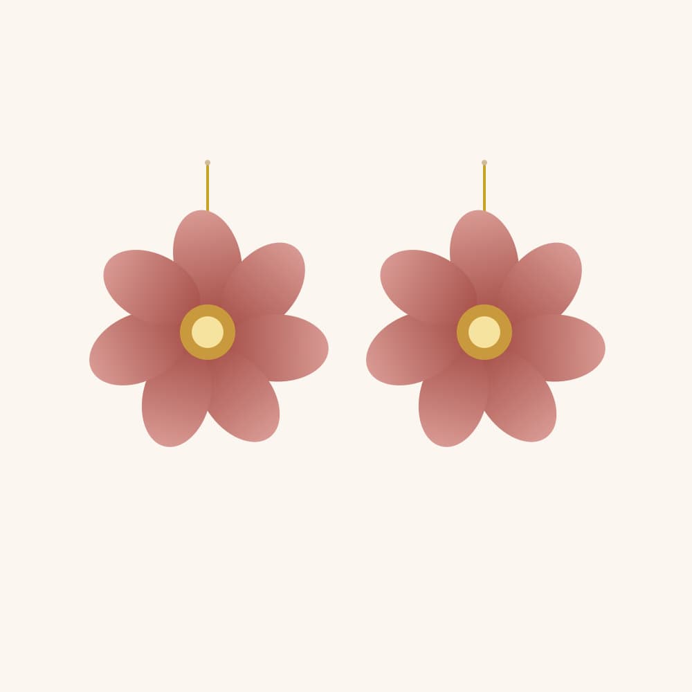 Blush twin roses Chanhua silk flower earrings