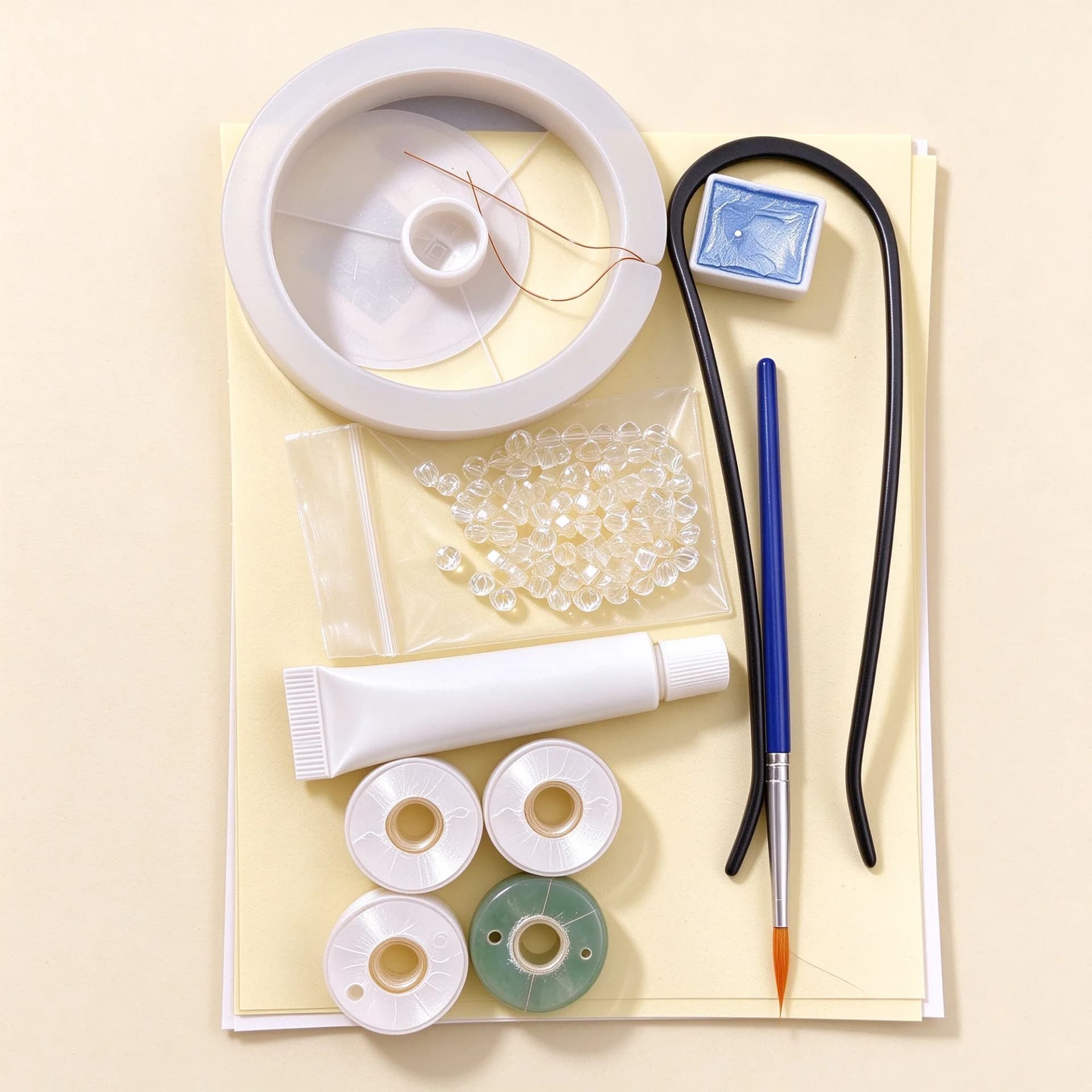 Chanhua blue trailing jasmine hairpin kit contents laid out