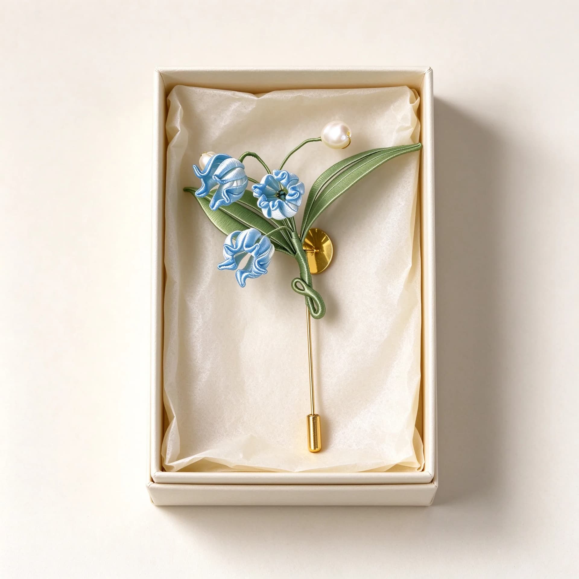 Chanhua lily of the valley brooch kit in its gift box