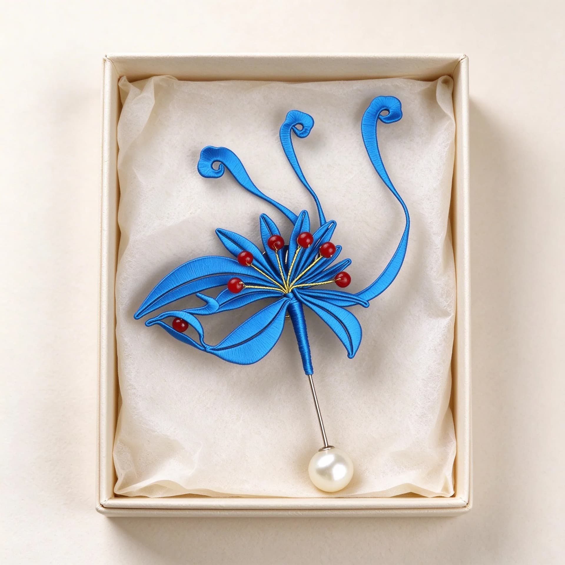 Chanhua blue phoenix brooch kit in its gift box