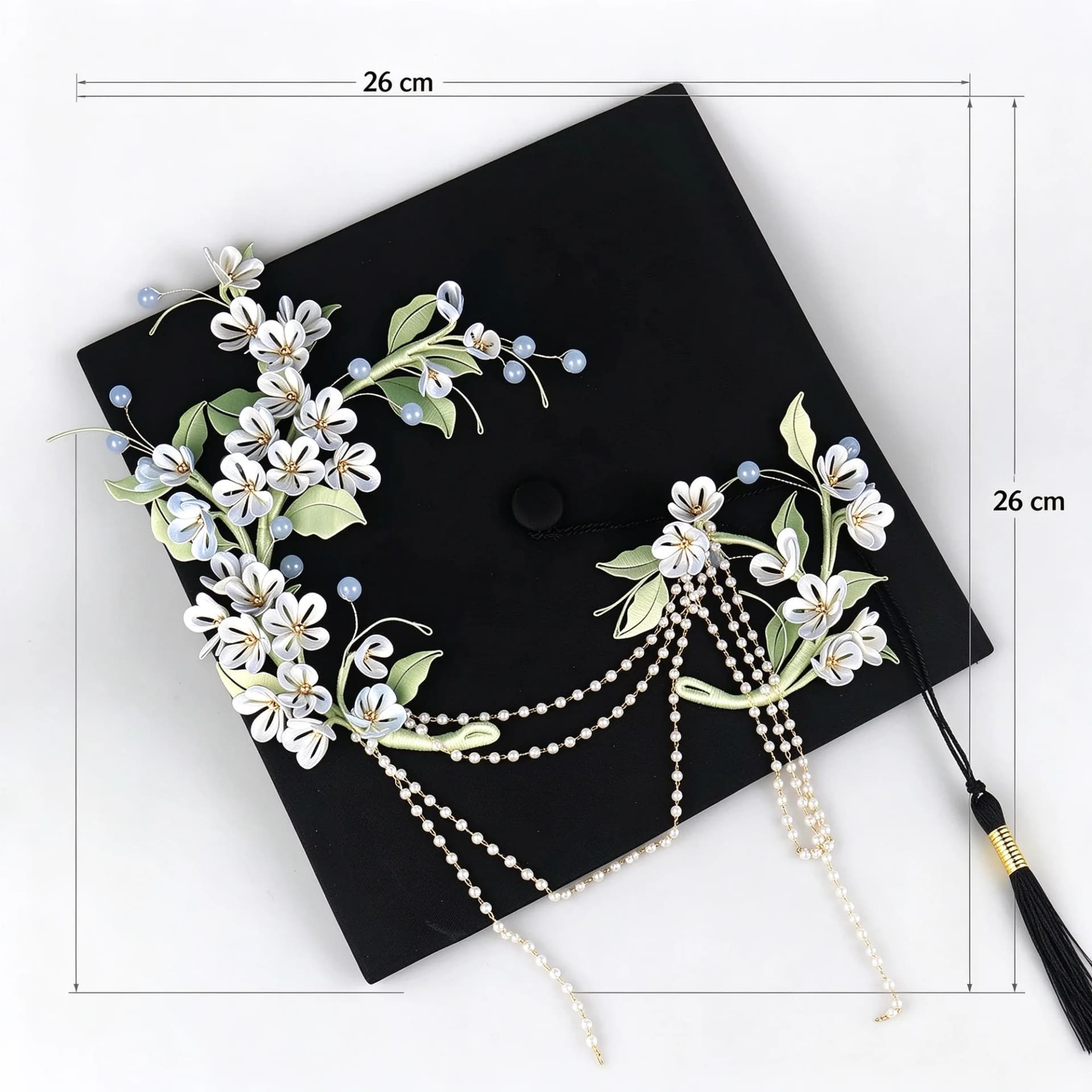 Chanhua graduation cap decoration shown with a size reference