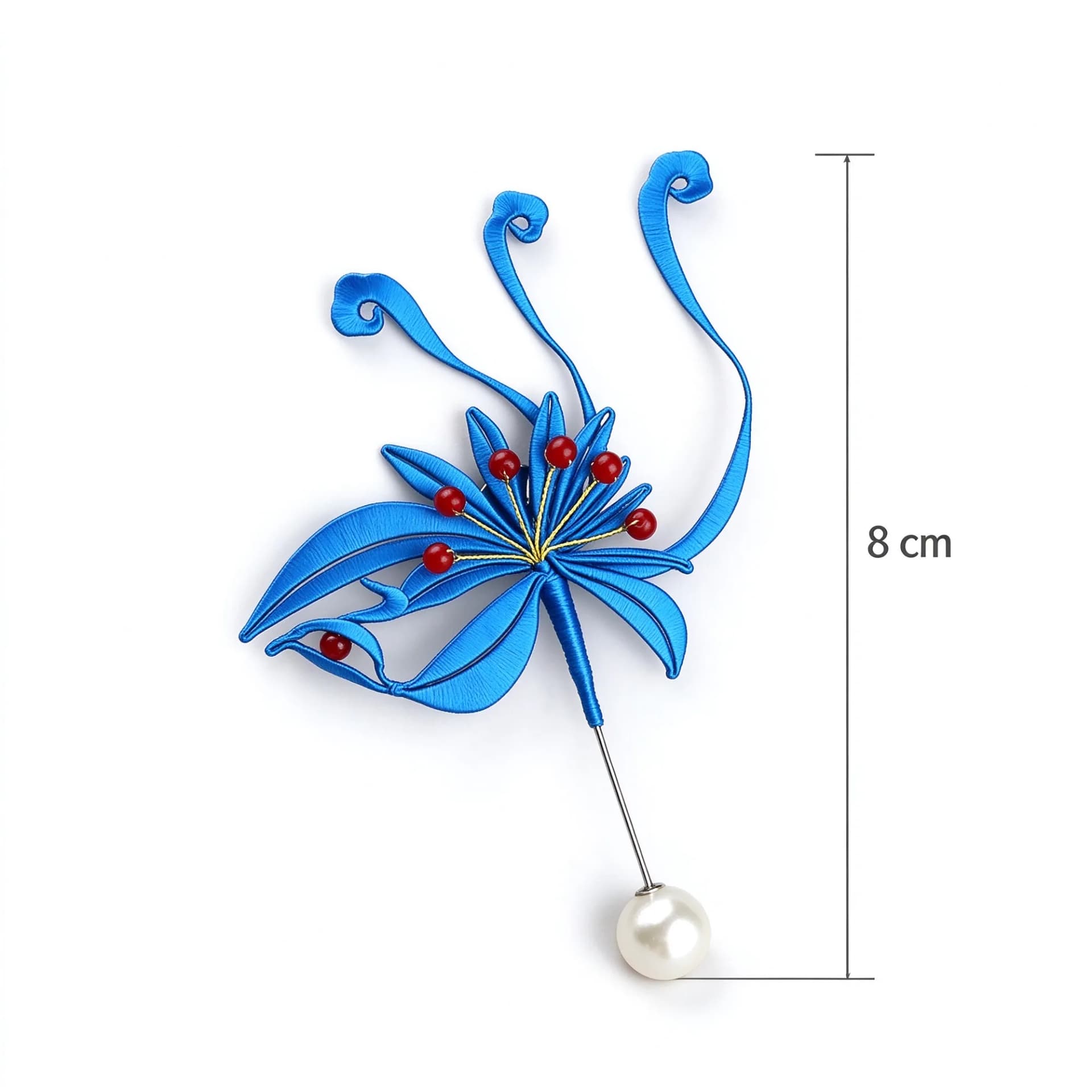 Chanhua blue phoenix brooch kit shown with a size reference