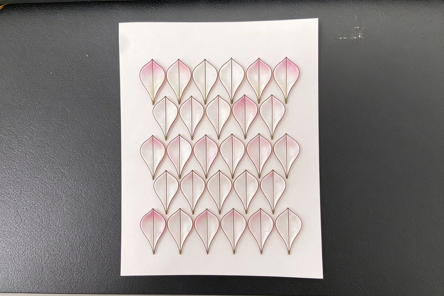 Finished wrapped petals after the thread ends were sealed